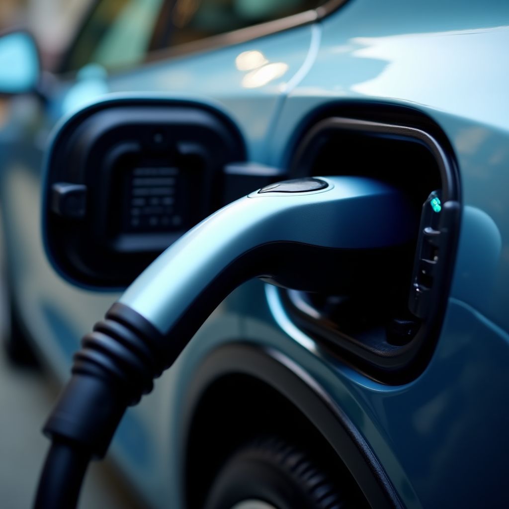 Un vehículo eléctrico cargando.