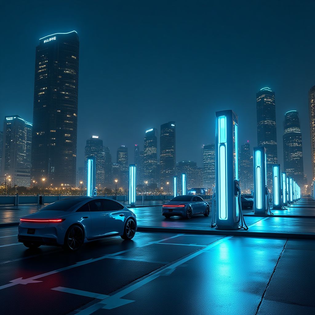 Hub de carga ultra-rápida para vehículos eléctricos.